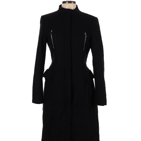Zara Jackets & Blazers - Zara Black Wool Coat Belted L